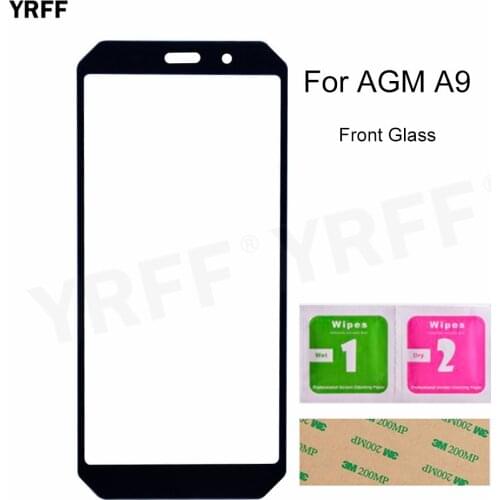 For AGM A9 Front Glass Panel (No Touch Screen) Outer Glass Cover Repair Assembly Parts