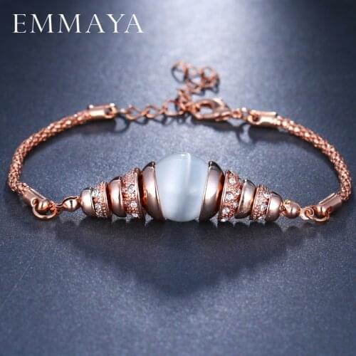 EMMAYA Rose Gold Color Women Bracelets Clear CZ Crystal Bangle Opal Bracelets pulseira feminina Fashion Jewerly