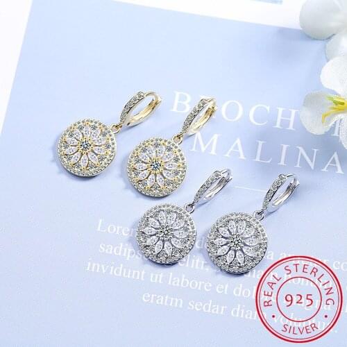 Authentic 100% Real 100% 925 Sterling Silver fine Jewelry Dreamcatcher dangle Tassel Earrings with white CZ Womens GTLE2403