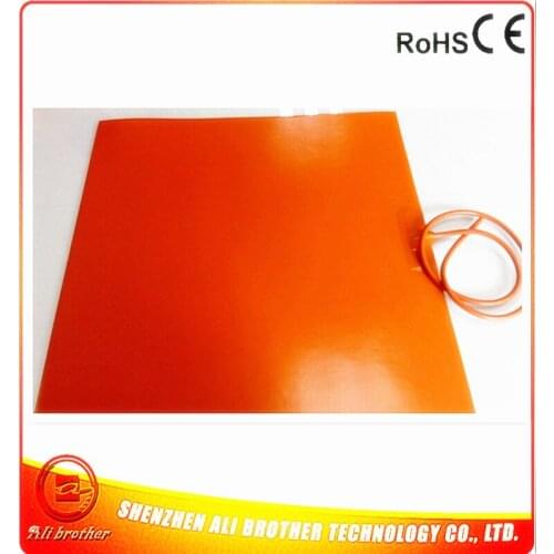 120v 800w 600*600*1.5mm Flexible silicone rubber heater for 3D Printer 1000mm lead wire come out from middle of 1 side