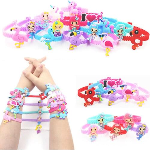 Lots of 2//510pcs Unicorn Dinosaur Silicoen Bracelet Kids Wedding Party Favors Gift