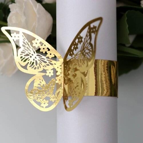 25Pcs Butterfly Napkin Rings for Wedding Table Decoration Birthday Party Restaurant Napkin Holder Hollow out Paper Rings Elegant
