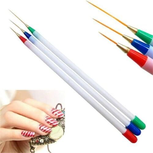 3Pcs Nail Art Liner Painting Pen 3D DIY Tips Nail Art Brush Drawing Kit Flower Design Stripes Lines Manicure Tool Accessories