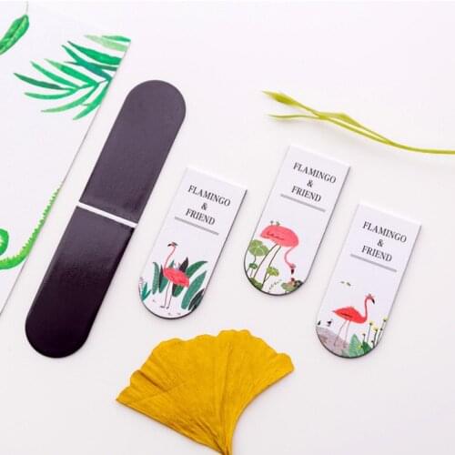 4 Pcs lot cute flamingo magnetic bookmarks for book marker kawaii animals Page holder Office School supplies Free Shipping
