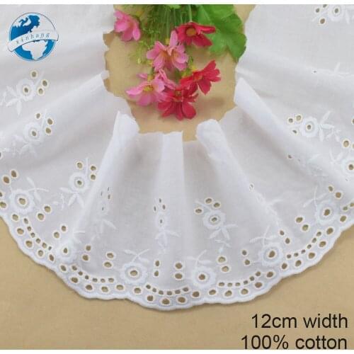 12cm wide 100% Cotton embroidery lace sewing ribbon guipure trim wedding decoration DIY dolls colthes Accessories lace #4194