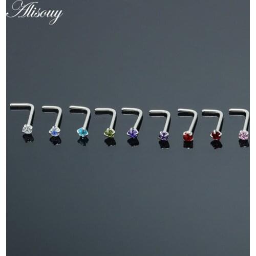 Alisouy 1 PCS Fake Nose Ring Labret Lip Ring L-shape lip Piercing Helix Piercing Tragus Faux Nose Rings Hoop Neus Piercing