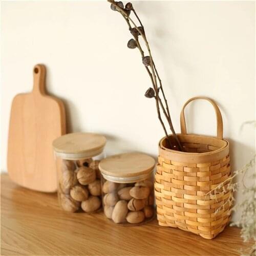 Bamboo Woven Storage Baskets Garden Garden Rattan Planter Potted Basket Organizer Home Laundry Basket with Handle