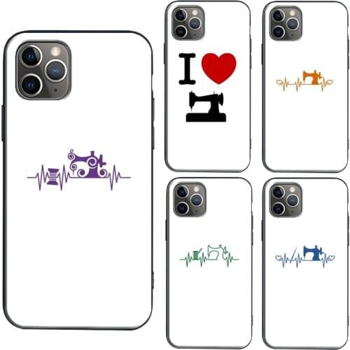 Heart beats for sewing machine Phone Case For iPhone 11 12 Pro Max mini X XR XS Max 6S 8 7 Plus SE 2020 Back Cover