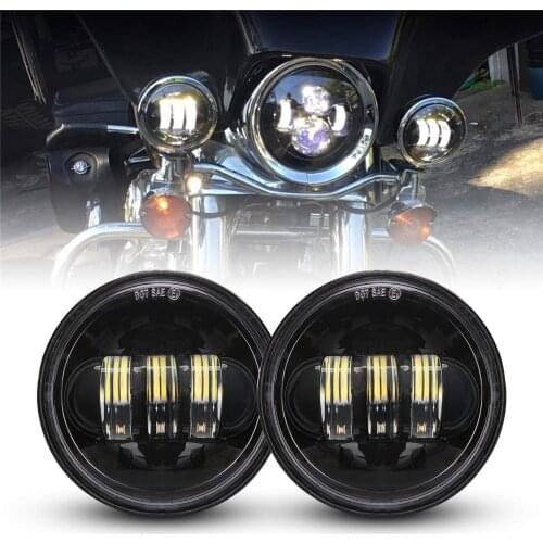 Black/Silver 2 PCS 4.5 Inch LED Fog Light for Harley Dyna Touring Electra Glide Street Glide Road King Motorbike Fog Lamp