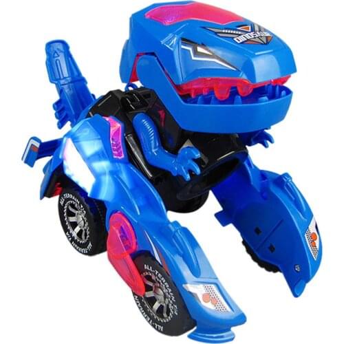 Dinosaur Morphing Car with Light Sounds Electric Deformed Vehicle Kids Toy Gifts Head Lamp Matching to Change Music
