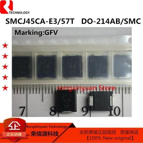 20pcs SMCJ45CA-E3/57T GFV SMCJ45CA-E3 SMCJ45CA S MCJ45A SMCJ45 Bi-Directional TVS Diode,1500W,45V 2-Pin DO-214AB New original