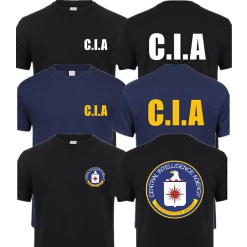 USA CIA T Shirt Man Cool Short Sleeve Funny Man Cotton T-shirt Tops QR-020