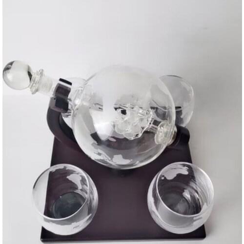 Globe Antique Whiskey Wine bottle Brandy Dispenser With Wood Stand Home Bar