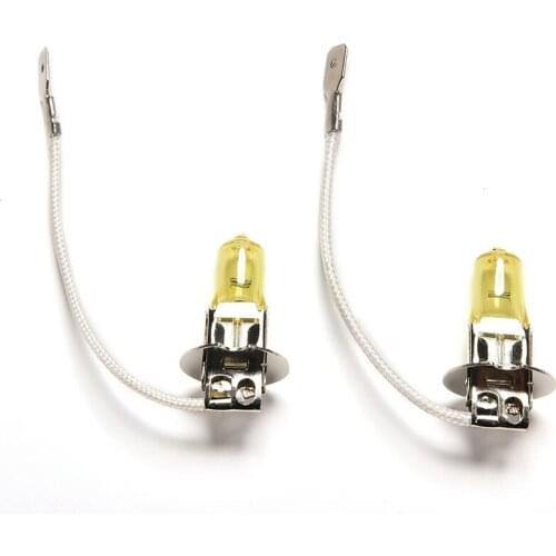 HeadLight Lamp Dark Golden Yellow Glass Replacement Car Halogen Light Bulb Super Brighter 1Pair 12V 55W H3