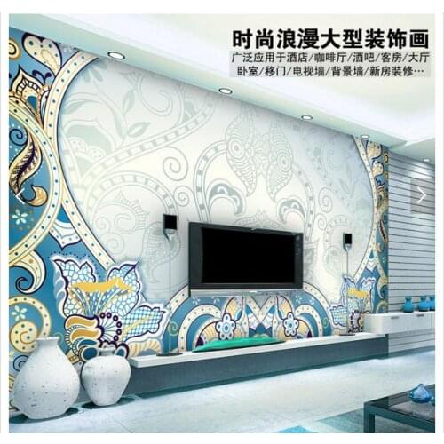 Customized 3d photo wallpaper 3d TV wallpaper murals Blue european-style originality TV wall living room wallpaper