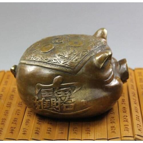 Chinese Zodiac Fortune copper pig collection upscale home furnishing birthday gift brass sculpture statue