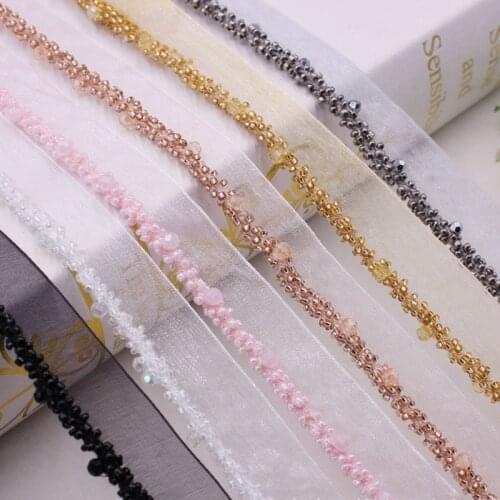 1Yards/Lot Diamond Beaded Lace Ribbon Lace Trim African Lace Fabric Beaded Fringe Silk Tassel Fringe Trim Clothing Accessories