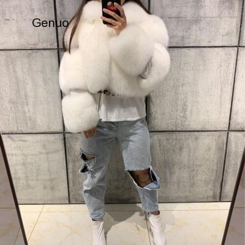 High Quality Furry Cropped Faux Fur and Leather Patchwork Jacket Women Faux Fur Short Coat Fake Fox Fur Outwear Winter Overcoat
