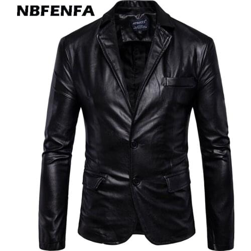 Men PU Leather Jacket Blazer Male Coat Vintage Sport Jacket Solid Windbreaker Spring Autumn Mens Clothing Male Outwear LX146