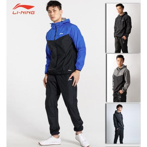 Li-Ning Men Sweating Running Suit Trainning Hoodie Heavy Duty Fitness Weight Loss Sweat Suit Exercise Gym Anti-Rip Slimming
