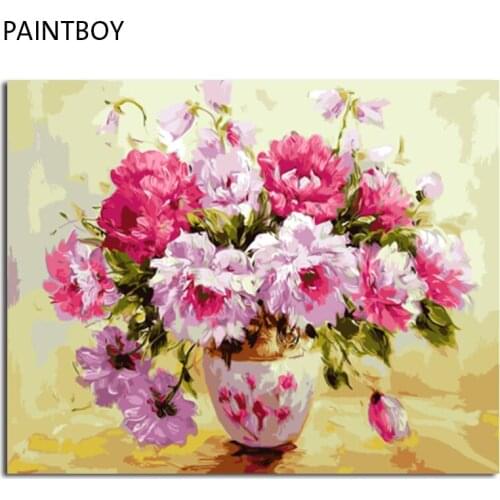 PAINTBOY Framed Oil Painting Flower DIY Painting By Numbers Coloring By Numbers On Canvas Home Decor For Living Room