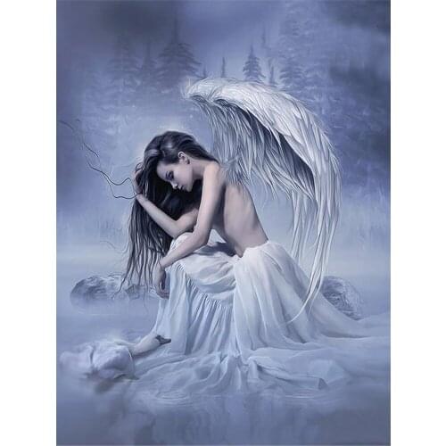 Black Angel Beauty DIY Embroidery Cross Stitch 11CT Kits Craft Needlework Set Printed Canvas Cotton Thread Home Dropshipping