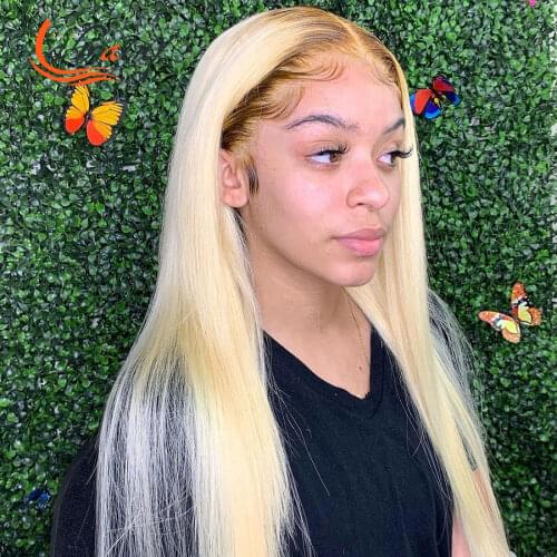 613 Ombre 13x4 Hd Lace Front Wig Straight Blonde Lace Frontal Human Hair Highlight Color Full Woman Pre Plucked 40 Inch 13x6