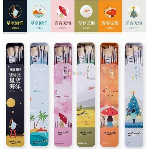 Paul Eezanne 10 Pcs Multi-function Brushes, Safety Paint Watercolor Oil Painting Acrylic Brushes with Box, Artist art Supplies