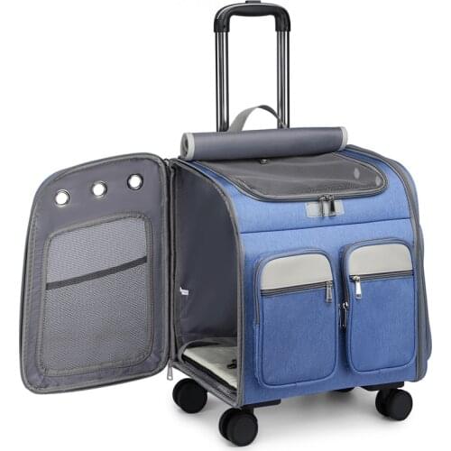 Portable Pet Cat Stroller Backpack Transport Travel Carrier Cat Transport Cage Adjustable Detachable Expandable Carrying Backpac