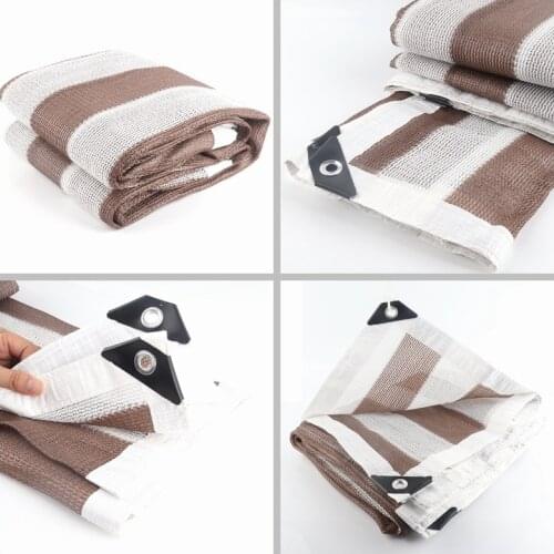 Home Use Anti-UV Sunshade Net Brown White Stripe Shading Nets Terrace Balcony Privacy Safety Nets Sails Plants Care Covers