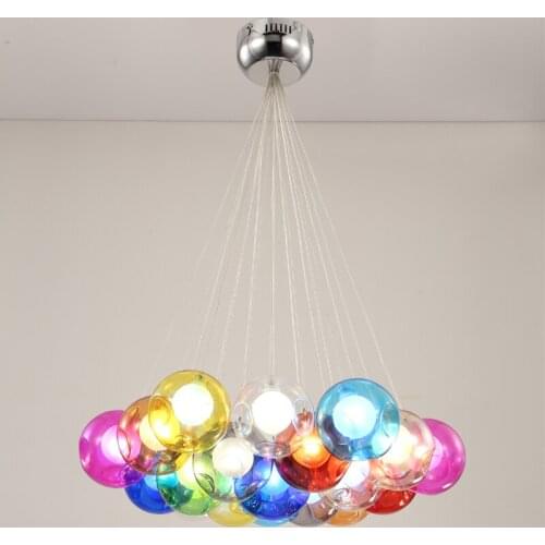 Modern Colorful Bubble Glass Pendant Light G4 LED Chandelier Home Living Room Dining Room Bedroom Ceiling Lamp Fixture PA0306