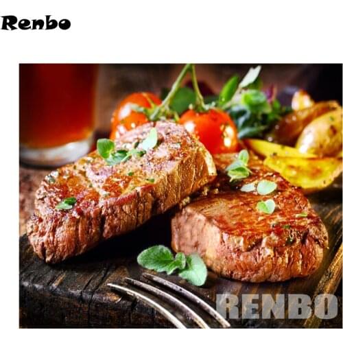 "Beef Steak"5D DIY Diamond Painting full square drill resin diamond Embroidery 3d Cross Stitch Mosaic kitchen Arts and crafts
