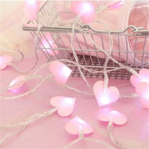 Led Cotton Love Heart Wedding String Fairy Light Pink Girl String Light Indoor Wedding Party Garden Garland Valentines Day Decor