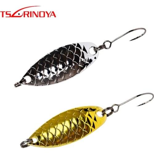 TSURINOYA 4Pcs Spoon Baits 30mm/2.6g Long Casting Metal Bait Copper Spoon Lures with Single Barbed Hook Trout Fishing Tackle
