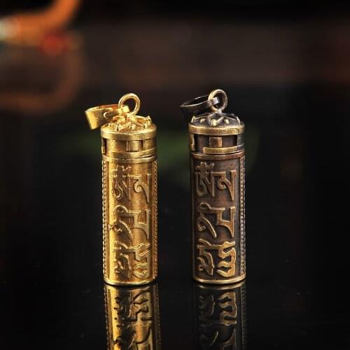 Tibetan Chan Decoration Buddhist Articles Copper Six-character True Word Gawu Box Hanging Walkman