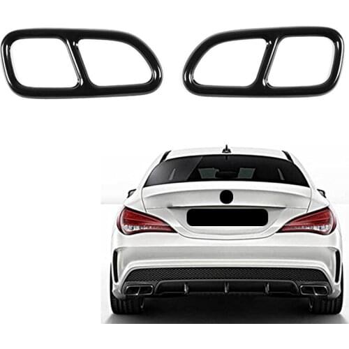 Top!-Stainless Steel Car Rear Tail Throat Decor Frame Car Exhaust Pipe Trim Cover Stickers for Benz CLA SLK