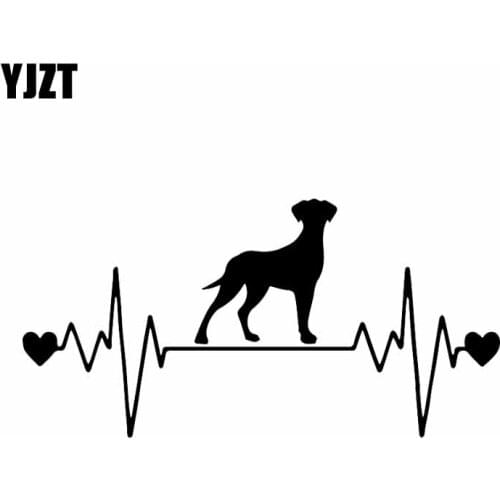 YJZT 17.5X8.8CM Car Sticker Great Dane Uncropped Lifeline Heartbeat Dog Vinyl Decal Black/Silver C24-1321