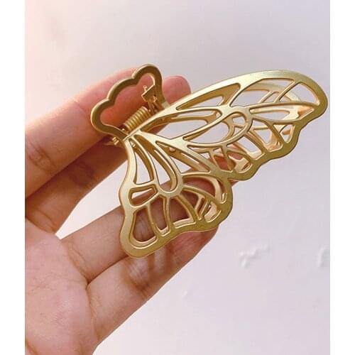 CHIMERA Big Butterfly Hollow Out Hair Clip Claws Korean Style Golden Metal Hair Pins Alloy Hairgrip Crabs Claws For Women Girls