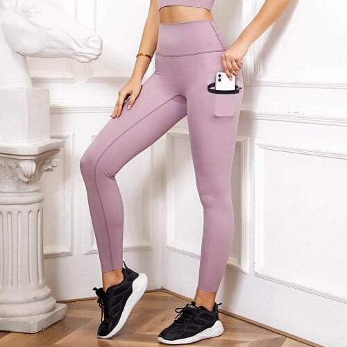 Womens Yoga Leggings Sexy High Waist Tummy Control Hip Lift Zipped Pocket Push Up Seamless Soft Stretchy Running Workout Tights