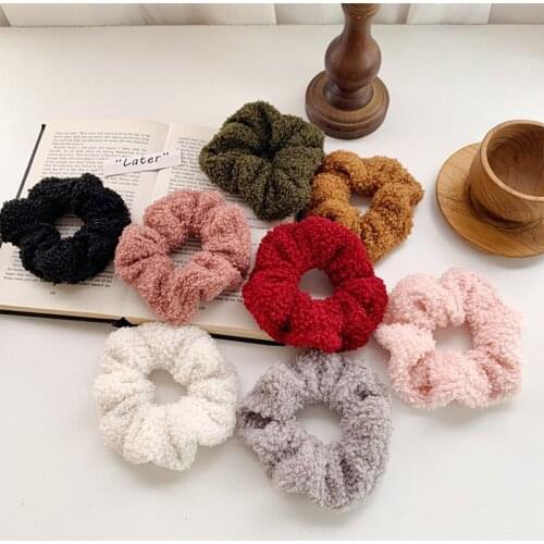 1PC Lovely Scrunchies Hair Ring lambswool Plush Hairband Sweet Elastic Hair Rope Ponytail Holder Woman Girls Hair Accessories