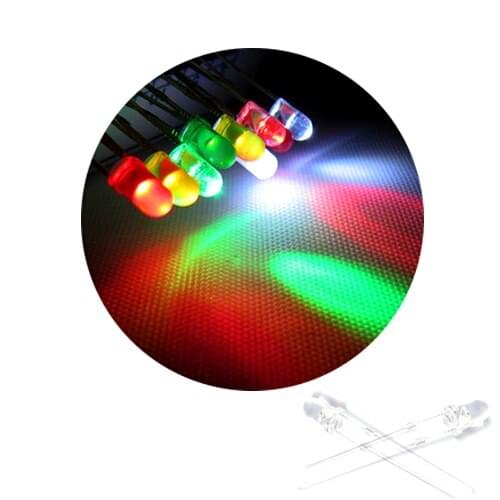 1000Pcs 3mm Through Hole High Brightness LED Diode Light Color=Green/Red/Yellow/Blue/White
