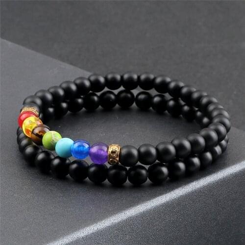16Style 6mm 7Chakra Set Bracelet Natural Weathered Lava Stone Beads Healing Balance Charm Men Couple Bracelet Friendship Jewelry