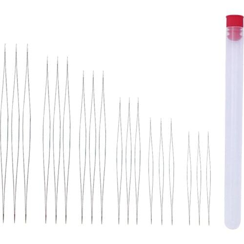 19Pcs/set Big Eye Beading Needles with Needle Bottle (Assorted Sizes)