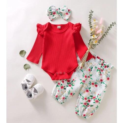 2020 New Spring Fall Toddler Infant Baby Girls Kids Long Sleeve Tops Pants 3PCS Outfits Set Clothes