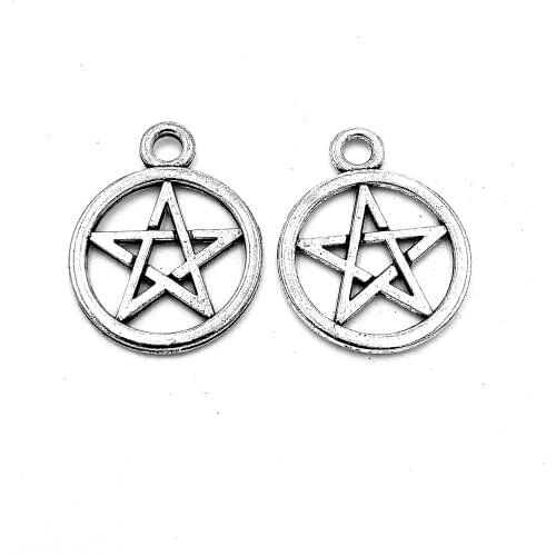 30pcs Pentagram charms pendant 20mm antique silver ornament accessories jewelry making craft base material
