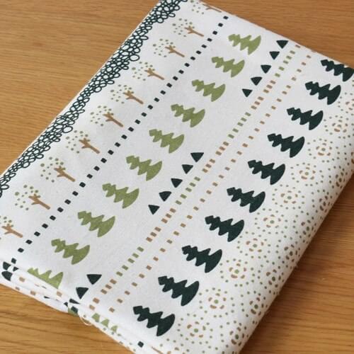 50*150CM South Korea Cartoon Christmas Pine Linen Cloth Cloth Sofa Cushion Thick Manual DIY Fabric 30056