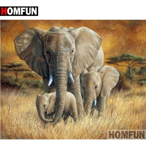 HOMFUN Art 5D Diy Diamond Painting "Animal elephant" Diamond Pictures Cross Stitch 3D Rhinestone Embroidery Decor A27844