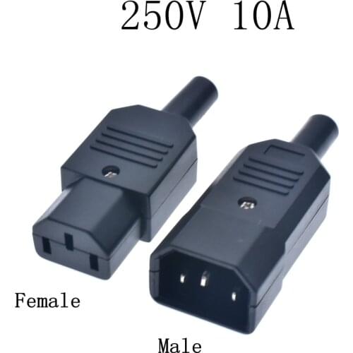 IEC320 C14 Male + C13 Female Inline Adapter Plug Power Socket Connectors 3 Pins Terminals Panel Mount,AC 250V 10A
