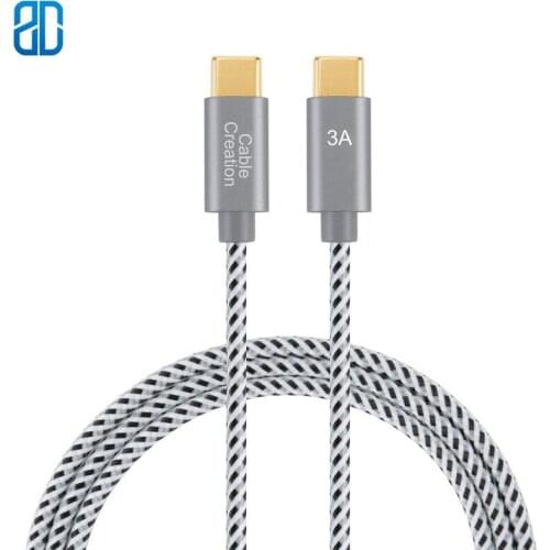 USB Type C to C Cable(3A), Short USB 2.0 Type-C Cotton Braided Fast Charge Cord, Compatible MacBook(Pro