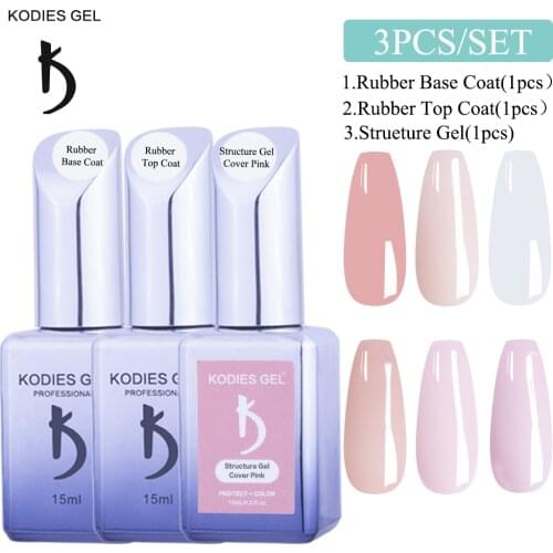 KODIES GEL 3 pcs/Set Structure Gel Nail Polish UV Semi Permanent Vernis 15ML White Transparent Opal Base Gel Lack Varnishes Kit